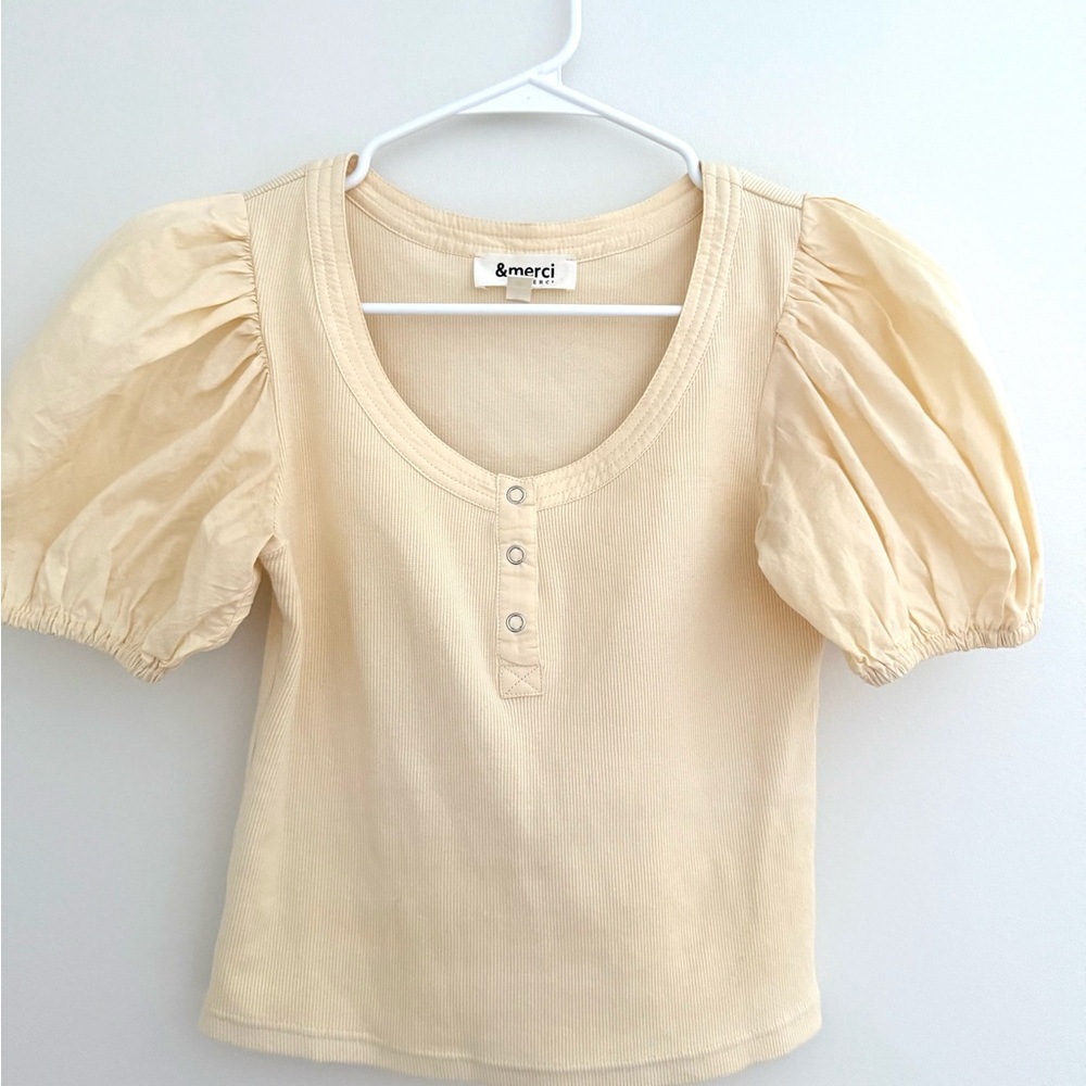 Merci Classic Cream Puff Sleeve Women’s Top